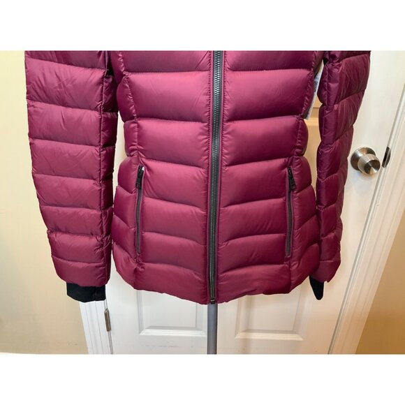 Soia & Kyo Maroon Nylon Hooded Down Zip-Up Jacket, Size XS - Picture 3 of 7
